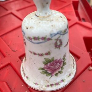 Floral Ceramic Bell with Pink and Green Accents